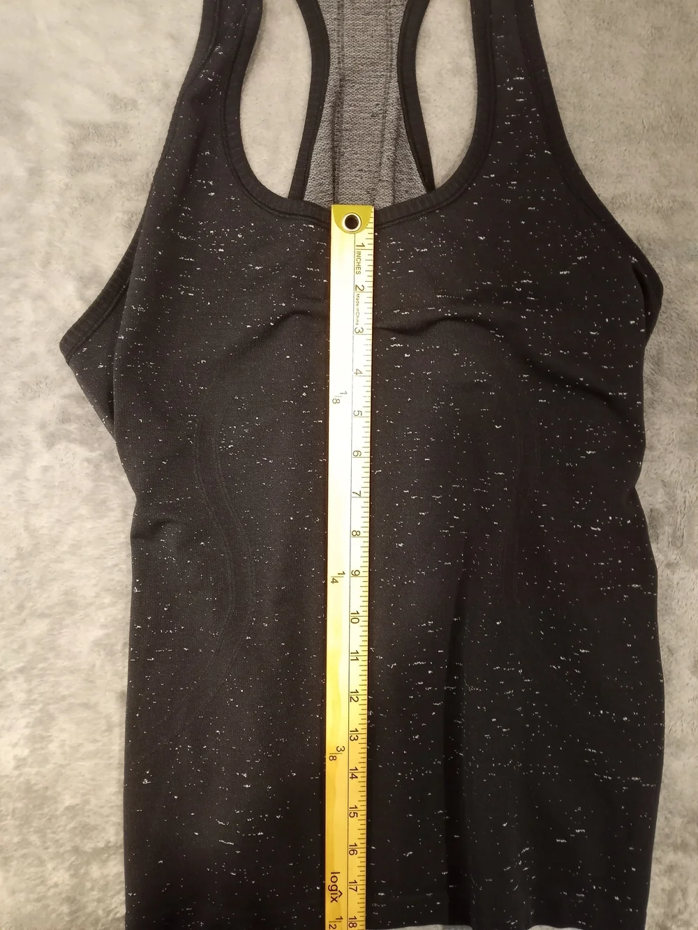 Lululemon Black Speckled Racerback Sports Tank Top Size 12